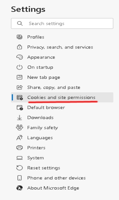 cookies and site permissions