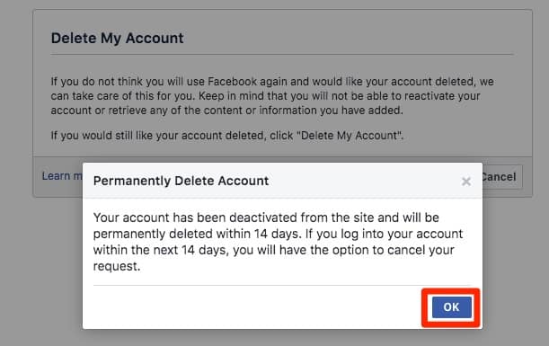 delete facebook - screenshot 19