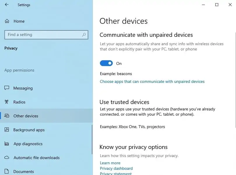 windows 10 access to other devices