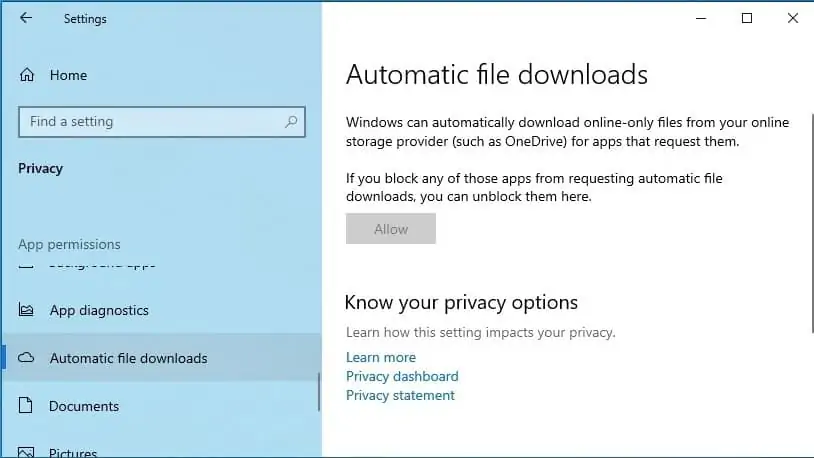windows 10 automatic file downloads